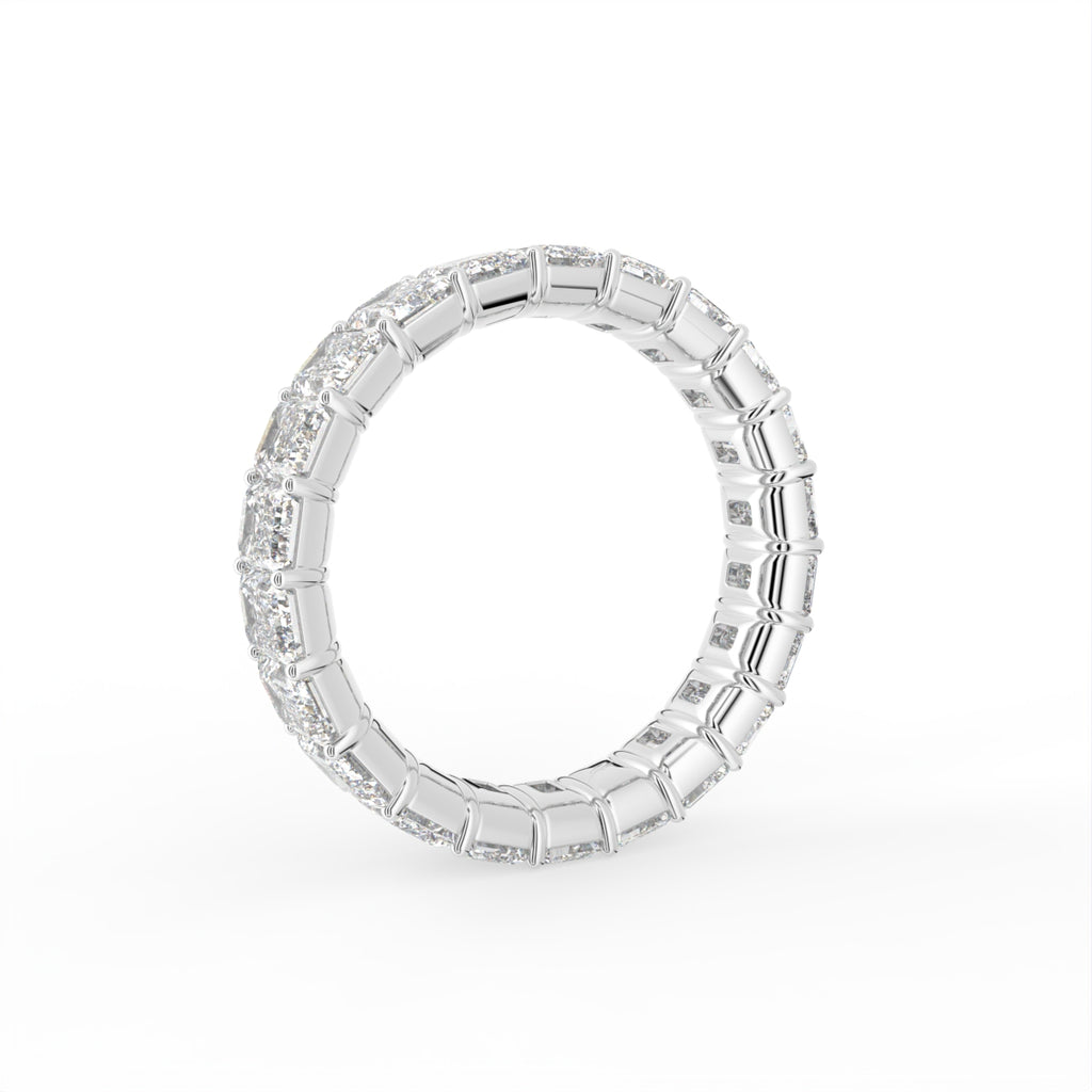 14K White Gold Eternity Emerald Diamond Ring — 3D VIEW