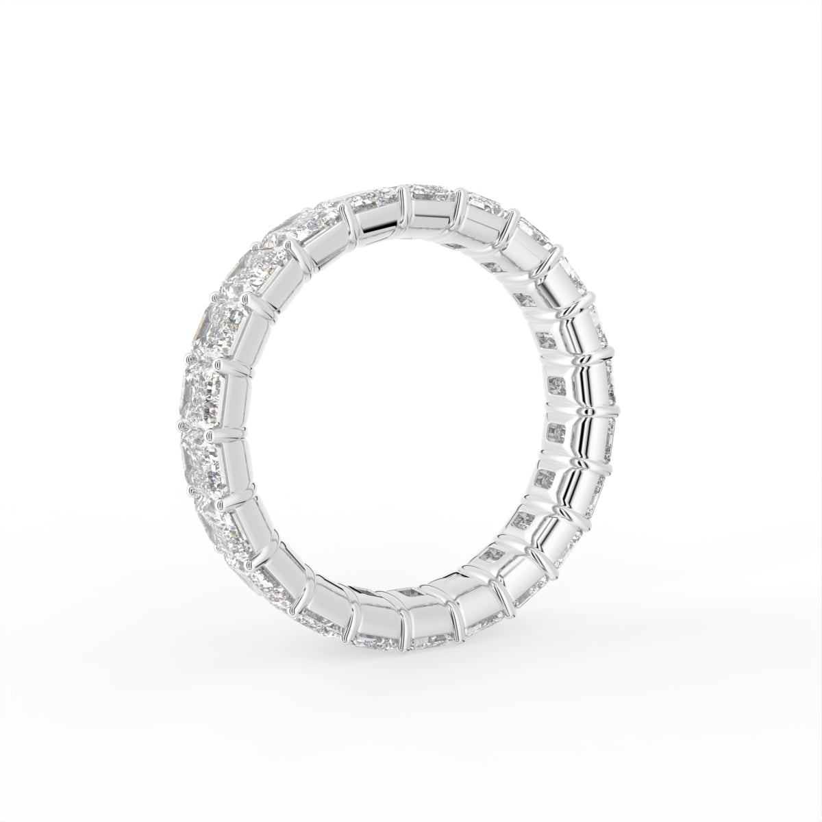 14K White Gold Eternity Emerald Diamond Ring — 3D VIEW