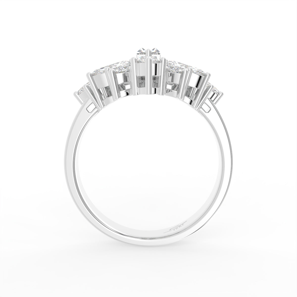 18K Floral Pear Diamond Ring — FRONT