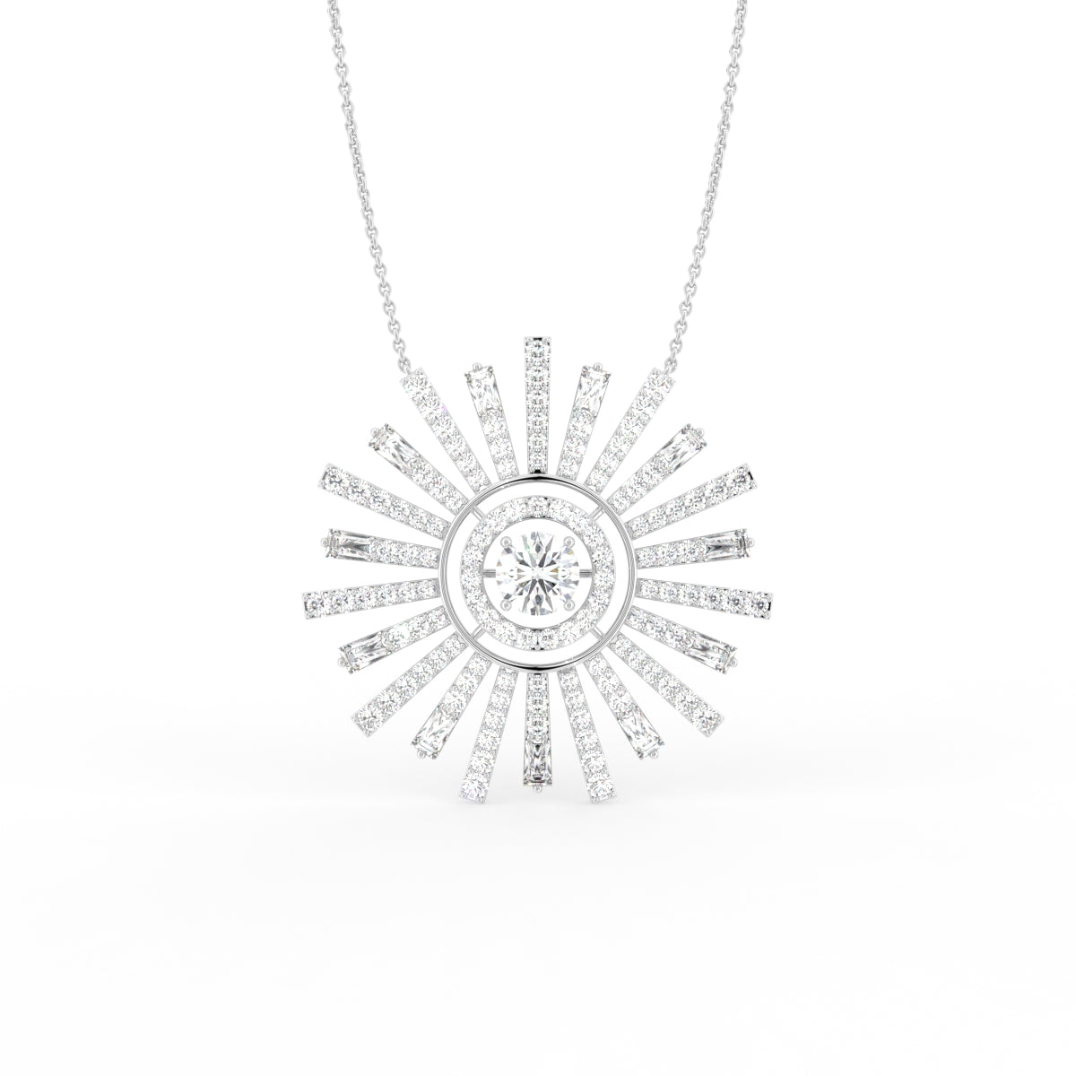 18K Cross Round Diamond Pendant — 3D VIEW
