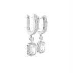 18K Halo Round Diamond Drop Earrings — 3D VIEW