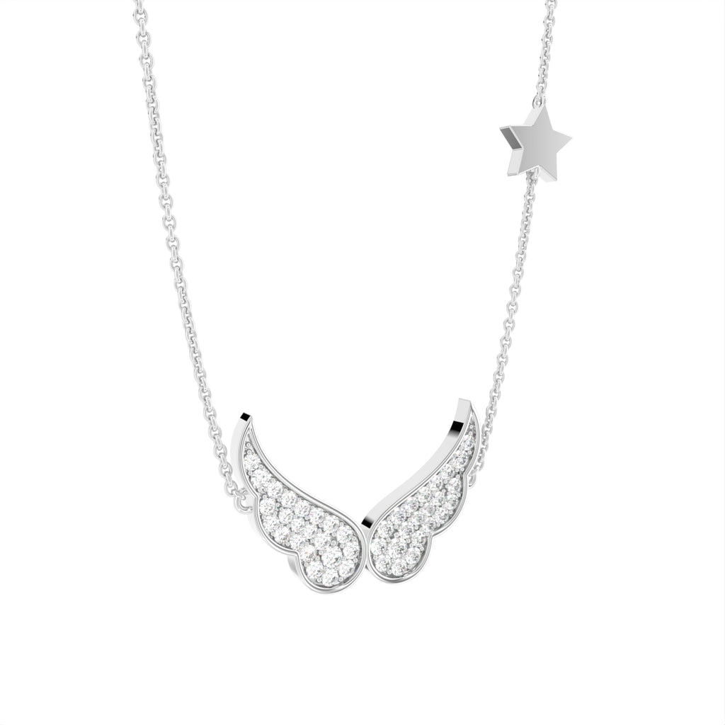vimg:FJ6482|vimg:FJ3365|vimg:FJ3374|vimg:FJ3336|vimg:FJ3326|vimg:FJ3323|18K Wings Round Diamond Pendant — 3D VIEW