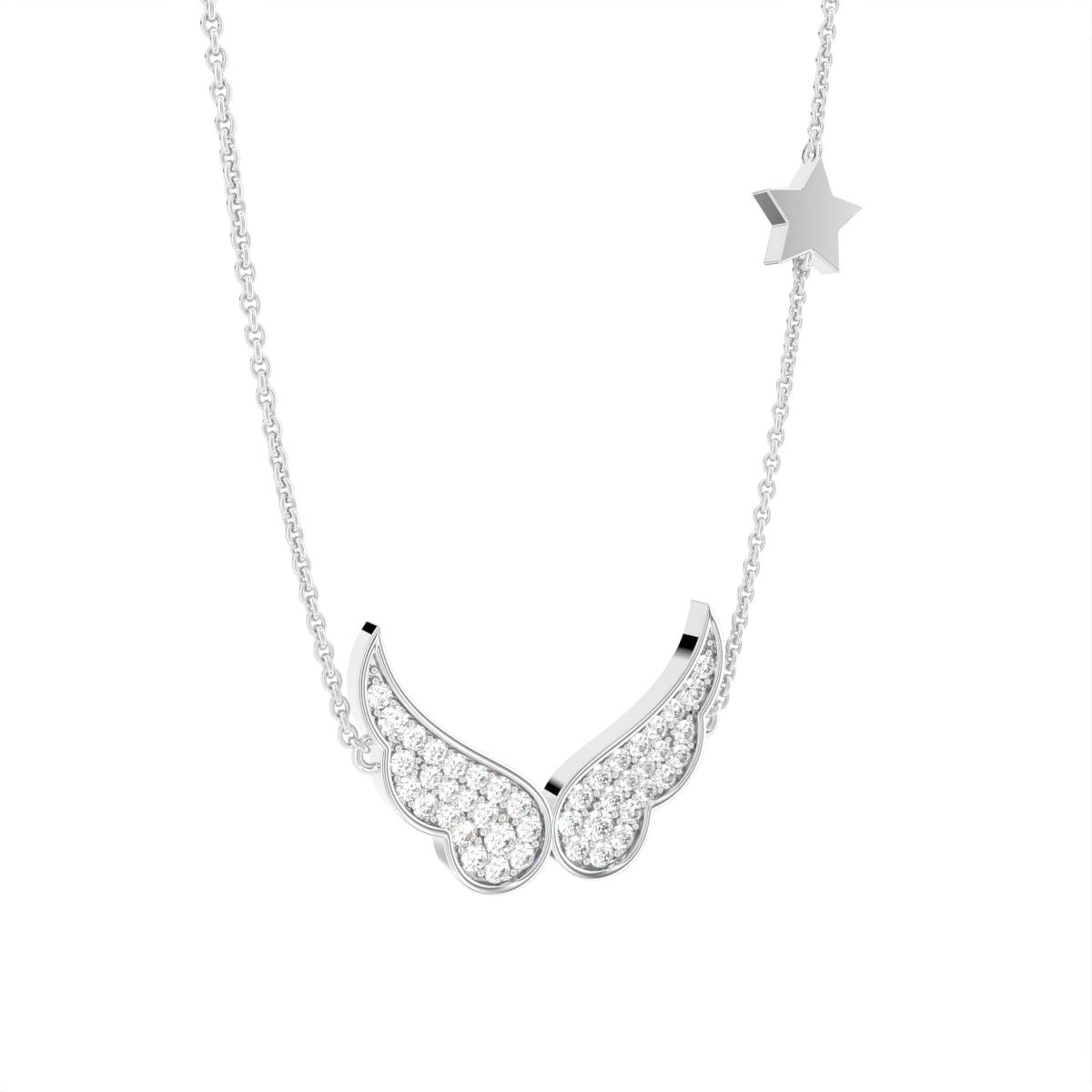 vimg:FJ6482|vimg:FJ3365|vimg:FJ3374|vimg:FJ3336|vimg:FJ3326|vimg:FJ3323|18K Wings Round Diamond Pendant — 3D VIEW