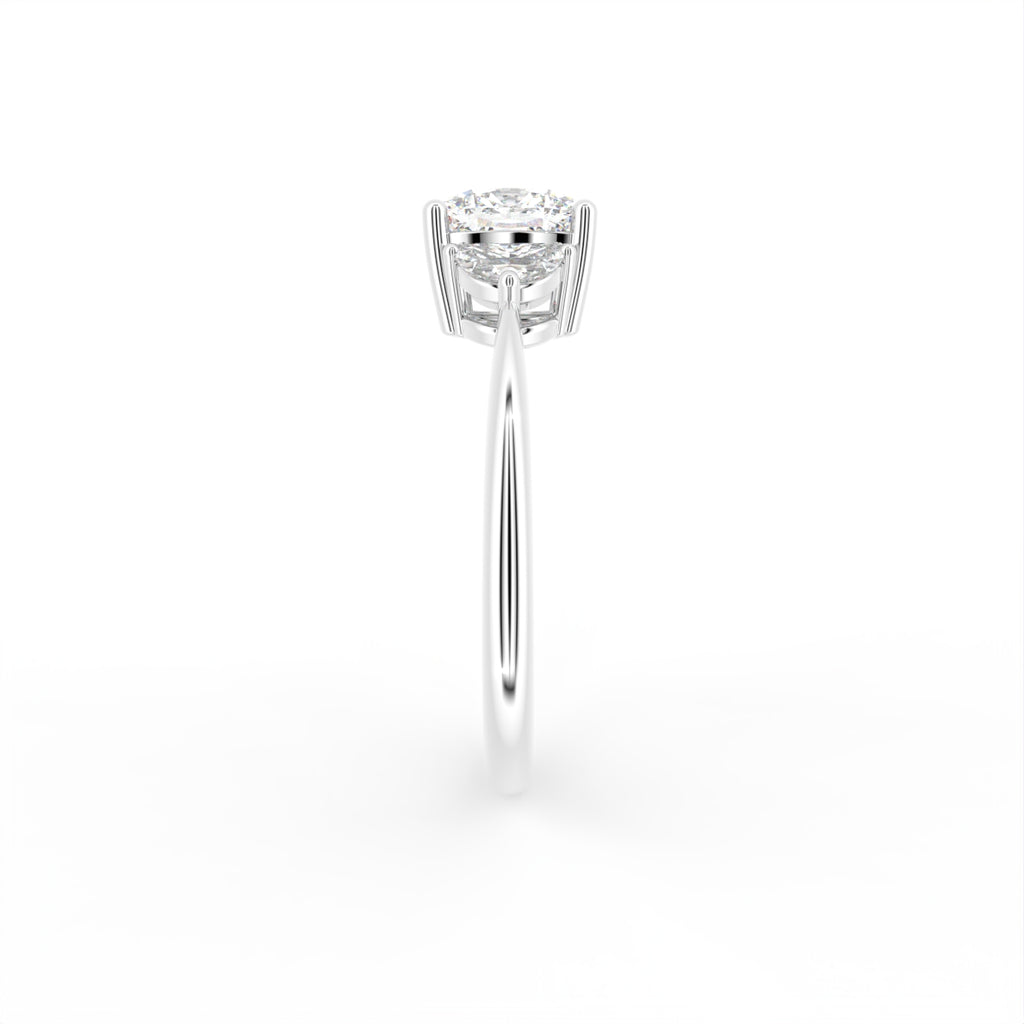 vimg:FJ2377|vimg:FJ6978|18K White Gold Trilogy Cushion Diamond Ring — SIDE