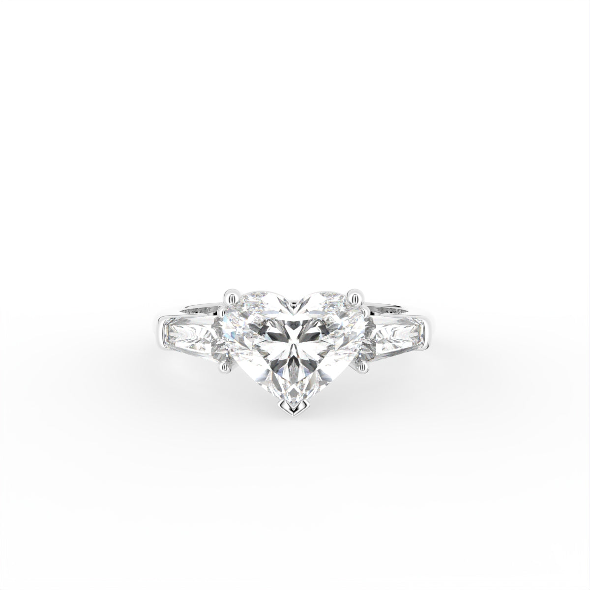 18K Trilogy Heart Diamond Ring — TOP