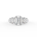 18K Five Stone Emerald Cut Diamond Ring — TOP