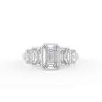 18K Five Stone Emerald Cut Diamond Ring — TOP