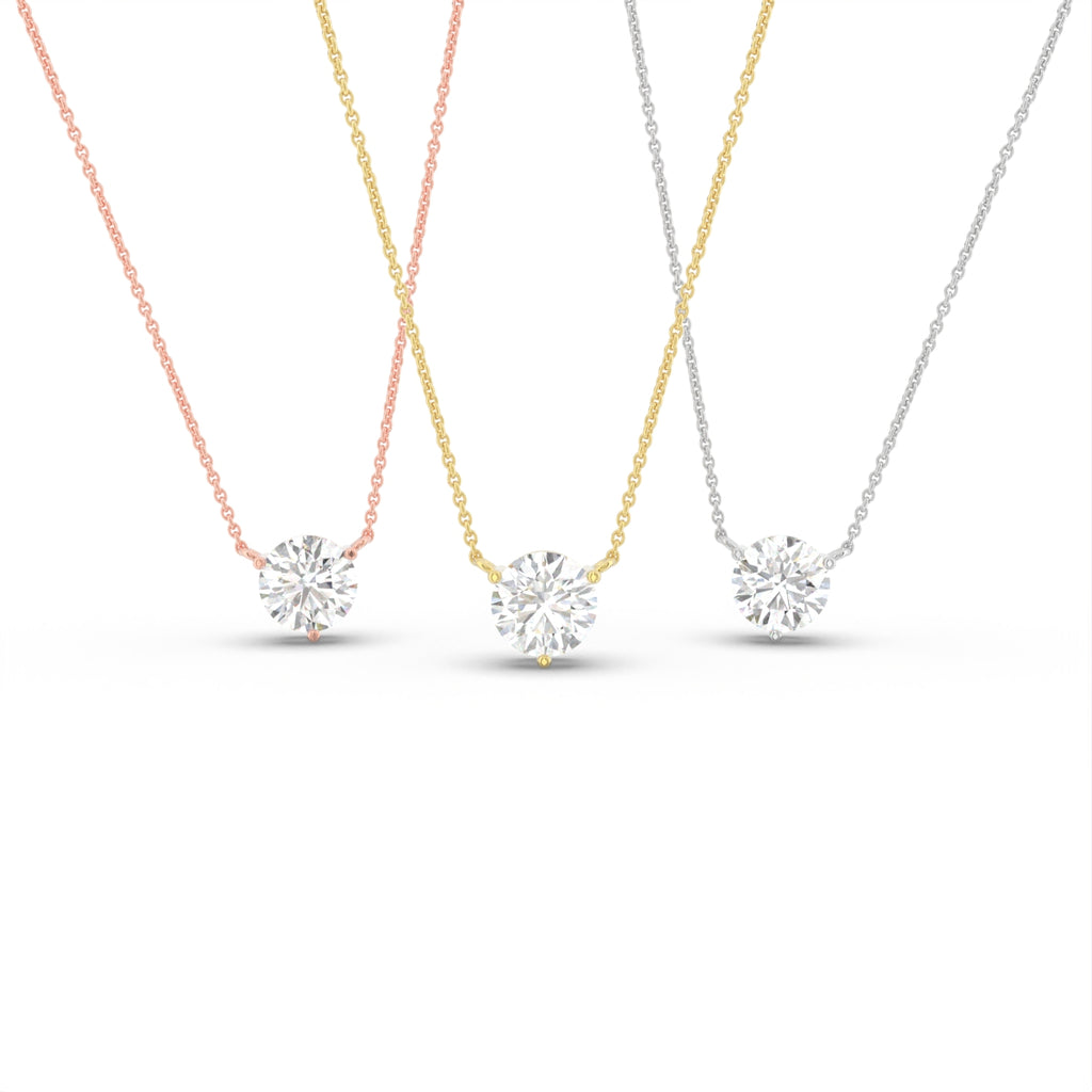 vimg:FJ6933|vimg:FJ6934|18K Yellow Gold Solitaire Round Diamond Pendant — 3 COLOR