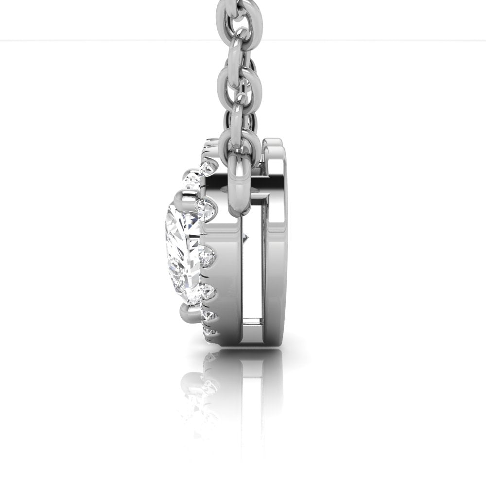 18K Halo Heart Diamond Pendant — RIGHT