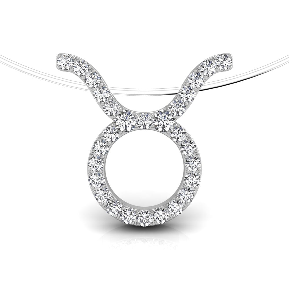 vimg:FJ1249|vimg:FJ2491|18K White Gold Zodiac Round Diamond Pendant — FRONT