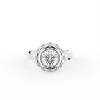 18K Halo Round Diamond Solitaire Ring — TOP
