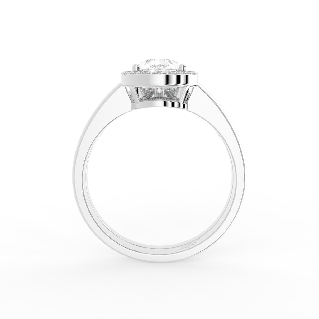 18K Halo Pear Diamond Engagement Ring — FRONT