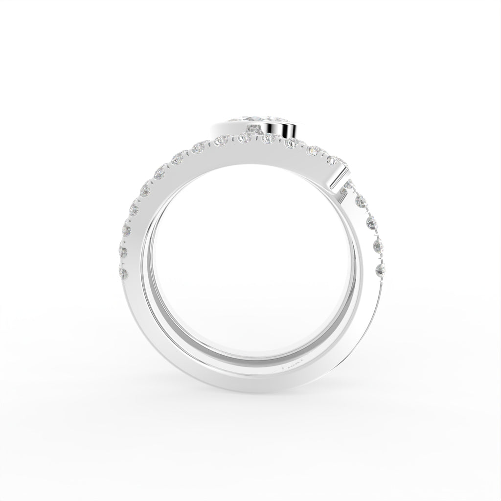 18K Bespoke Pear Diamond Wrap Ring — FRONT