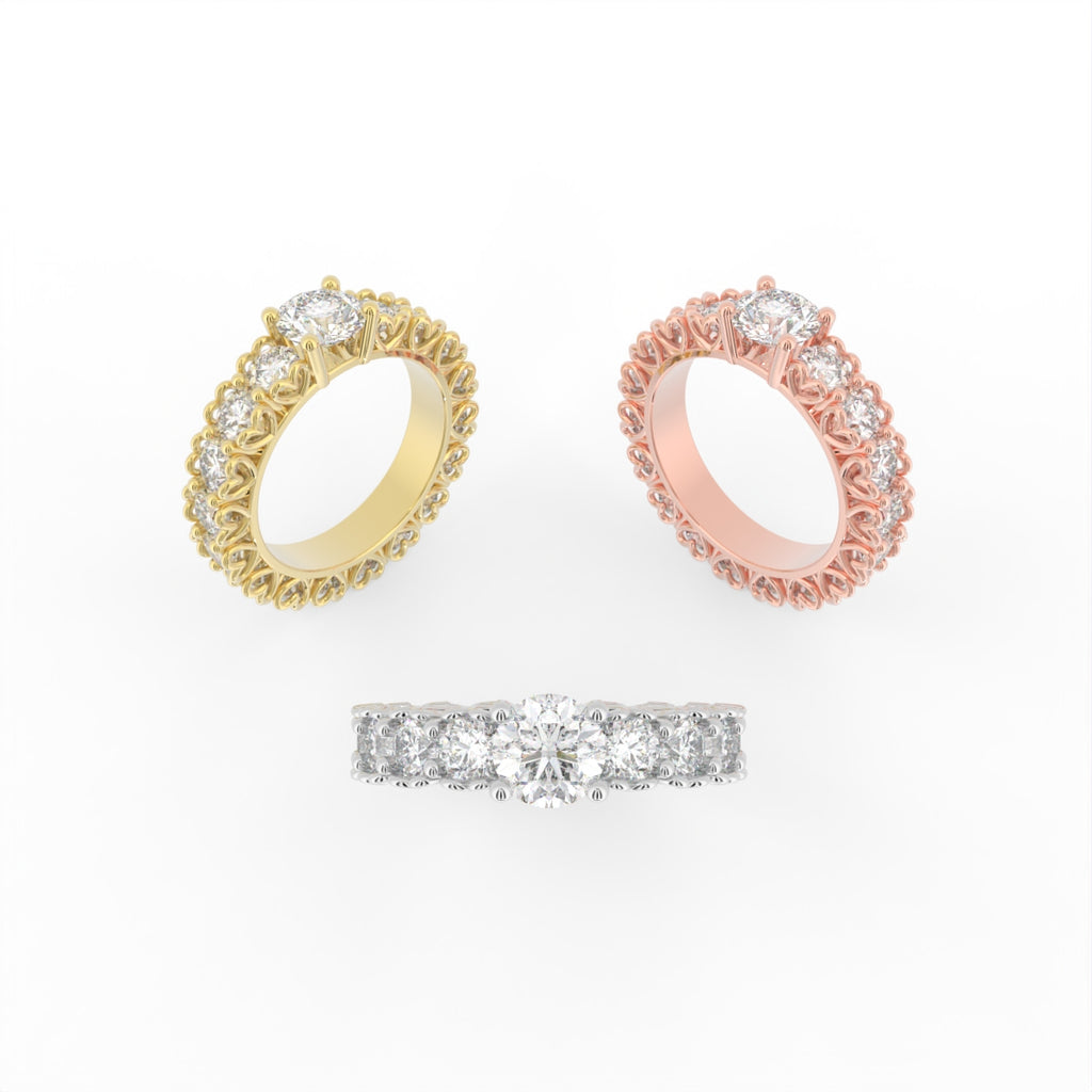Sterling Silver Diamond Ring — 3 COLOR