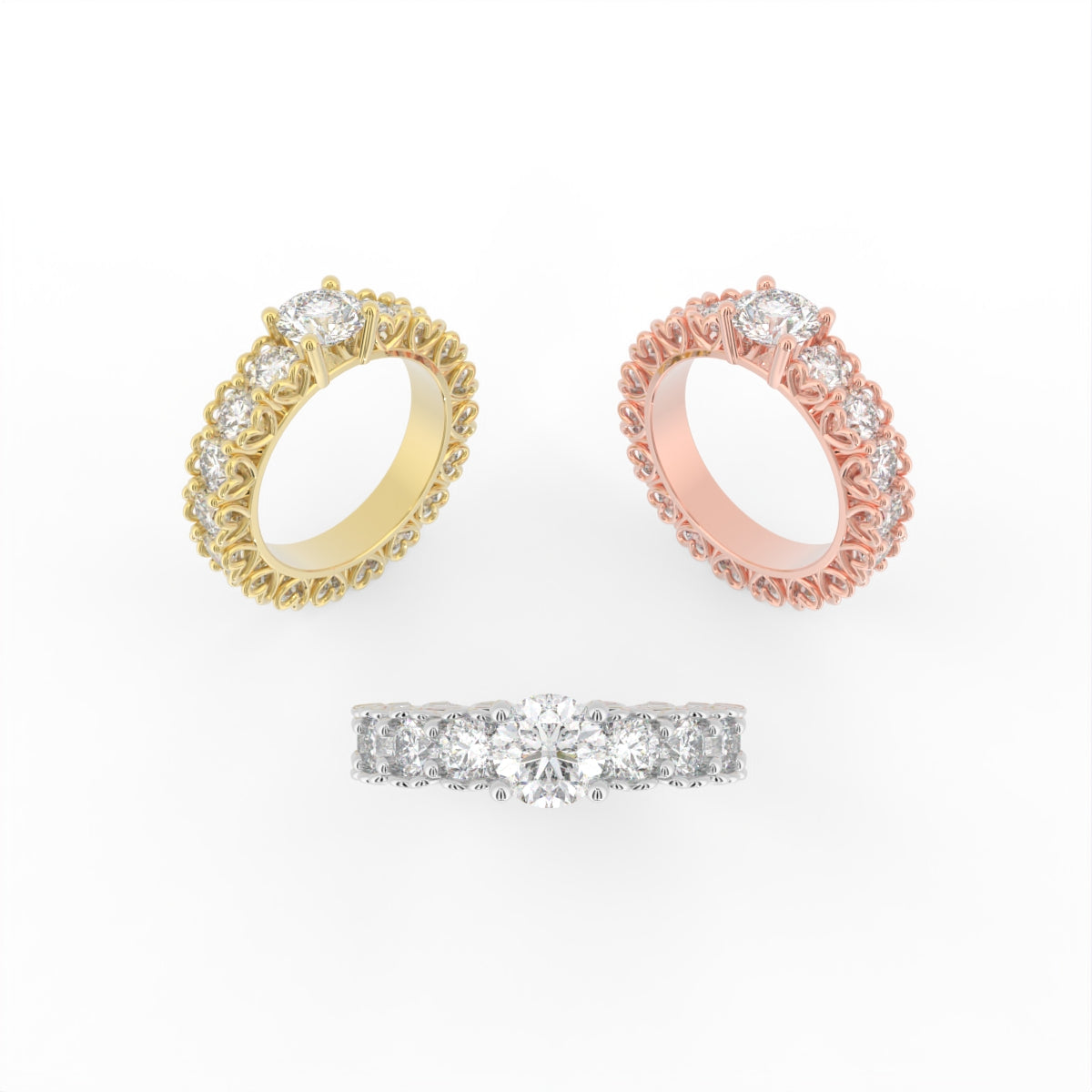 Sterling Silver Diamond Ring — 3 COLOR
