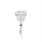 18K Trilogy Emerald-Cut Diamond Ring — SIDE