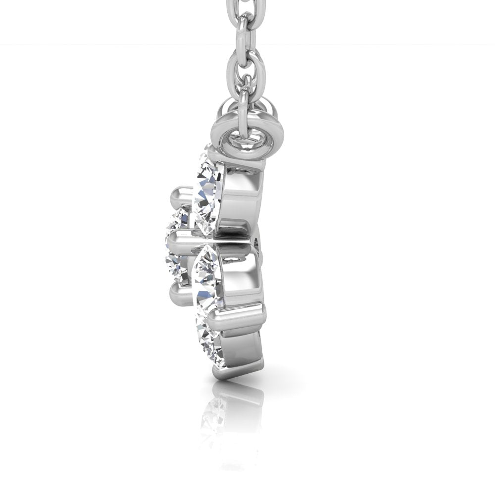 18K Floral Flower Round Diamond Pendant — RIGHT