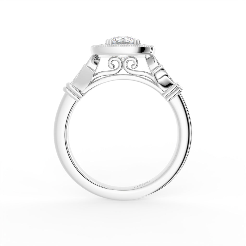 vimg:FJ3066|vimg:FJ3068|vimg:FJ1127|18K Halo Round Diamond Ring — FRONT