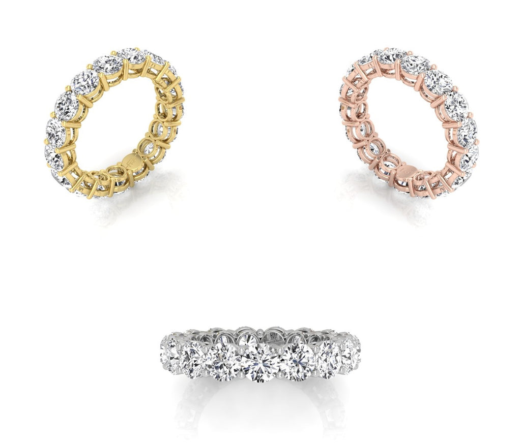 18K Full Eternity Round Diamond Ring — 3 COLOR
