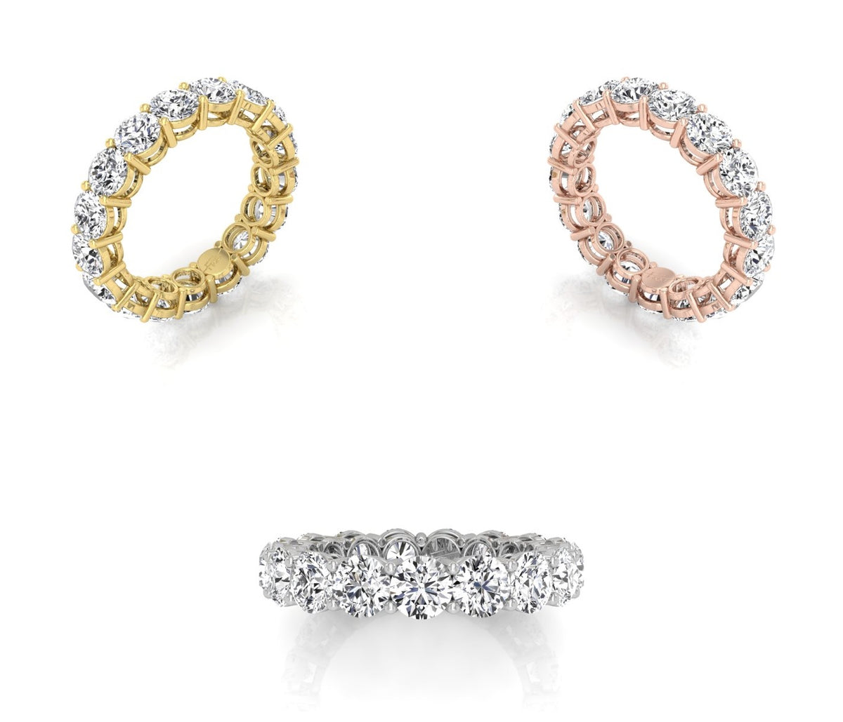 18K Full Eternity Round Diamond Ring — 3 COLOR