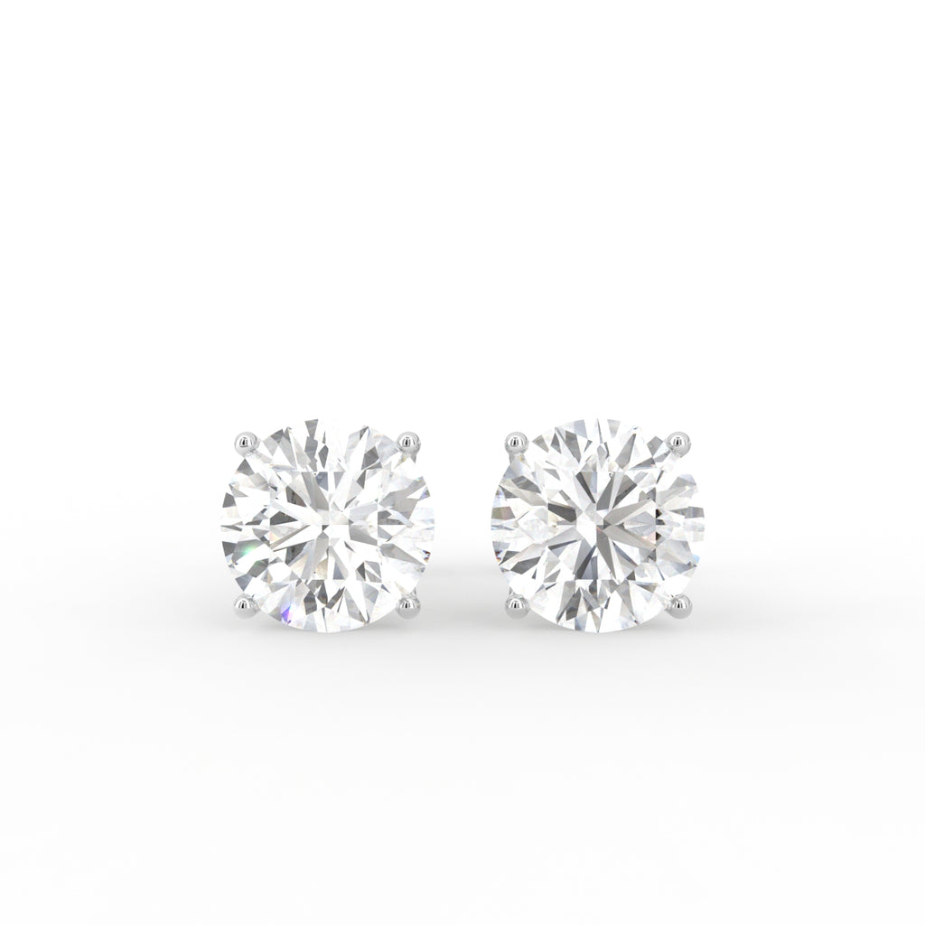 18K Round Solitaire Diamond Earrings — TOP