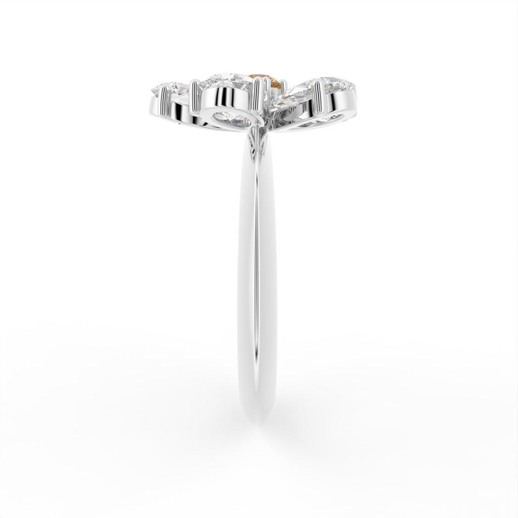 vimg:FJ4939|vimg:FJ4940|vimg:FJ2064|vimg:FJ3175|vimg:FJ3178|14K White Gold Bespoke Pear Diamond Ring — SIDE