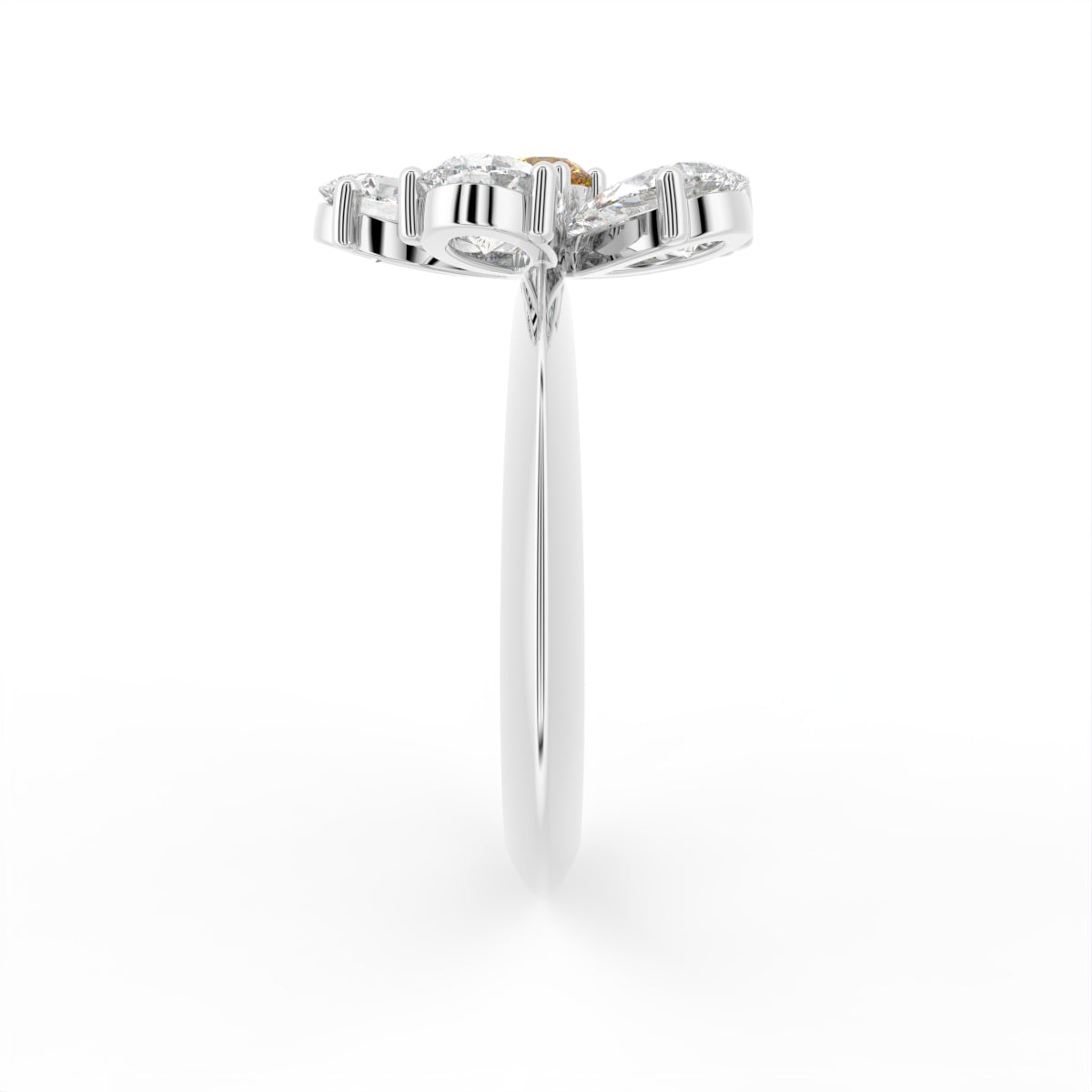 vimg:FJ4939|vimg:FJ4940|vimg:FJ2064|vimg:FJ3175|vimg:FJ3178|14K White Gold Bespoke Pear Diamond Ring — SIDE