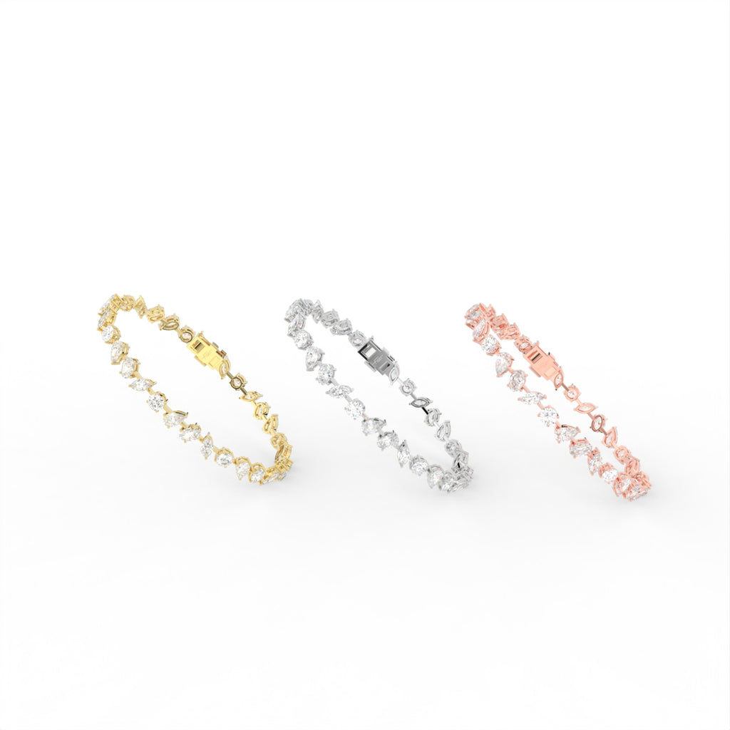 18K Multi Shape Diamond Bracelet — 3 COLOR