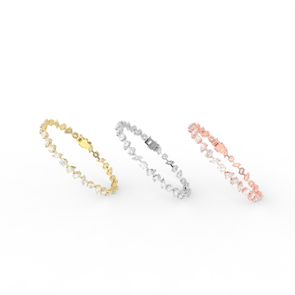 18K Multi Shape Diamond Bracelet — 3 COLOR