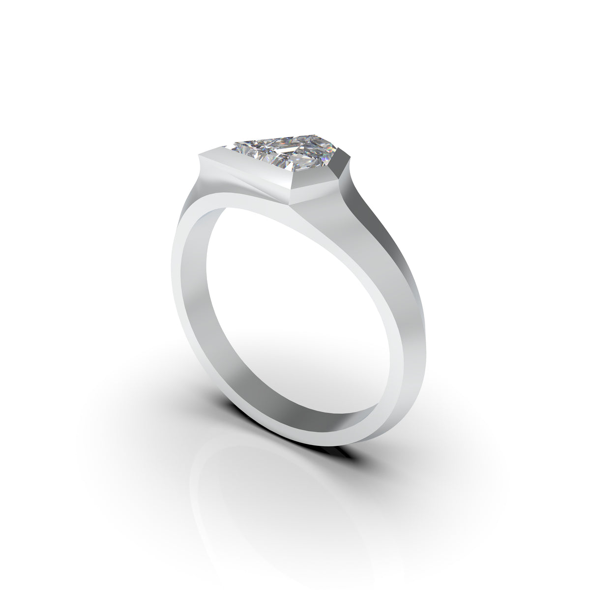 18K Bespoke Geometric Diamond Ring — 3D VIEW