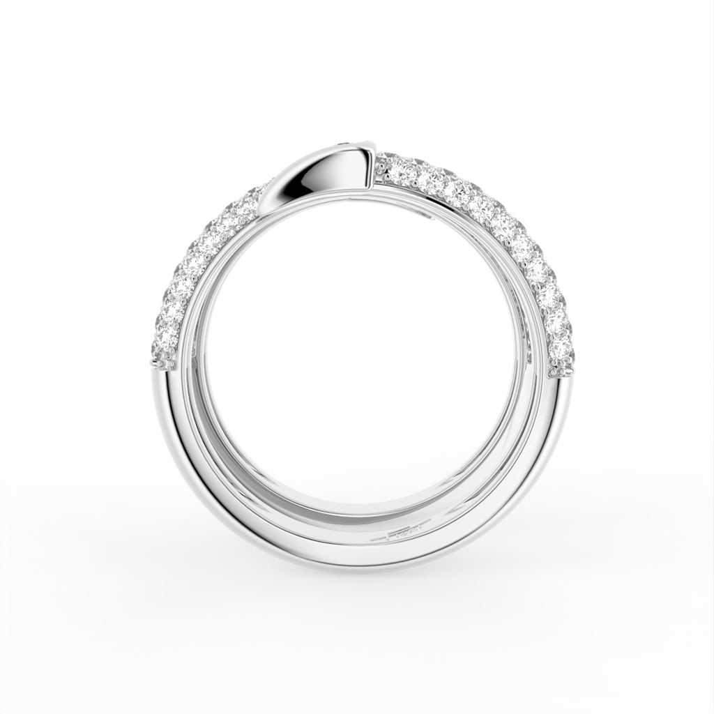 18K Spiral Pave Diamond Ring — FRONT