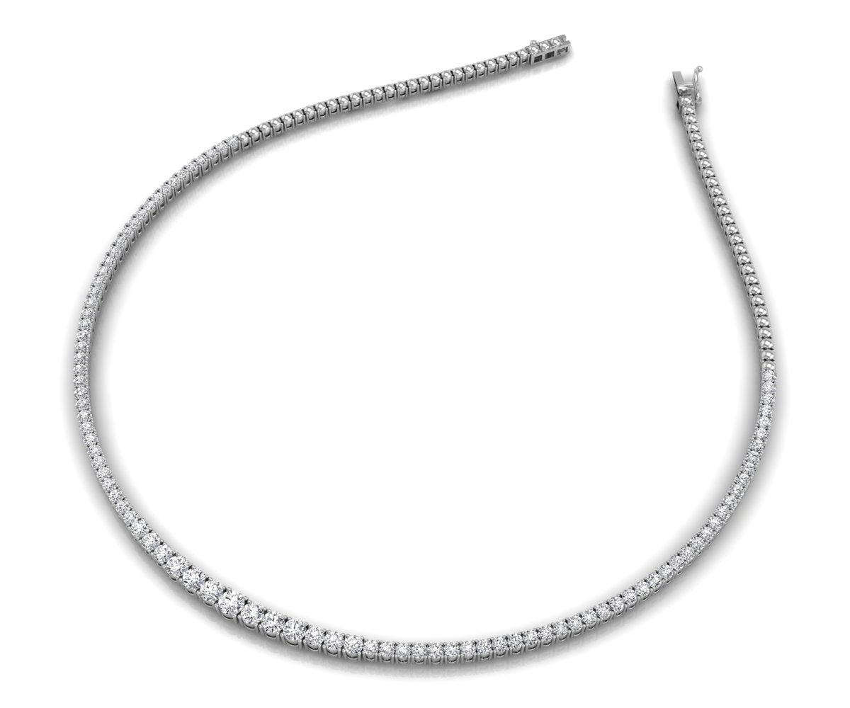 18K Sleek Tennis Diamond Necklace — 3D VIEW