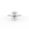 18K Shoulder Set Oval Diamond Engagement Ring — TOP