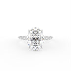 18K Shoulder Set Oval Diamond Engagement Ring — TOP