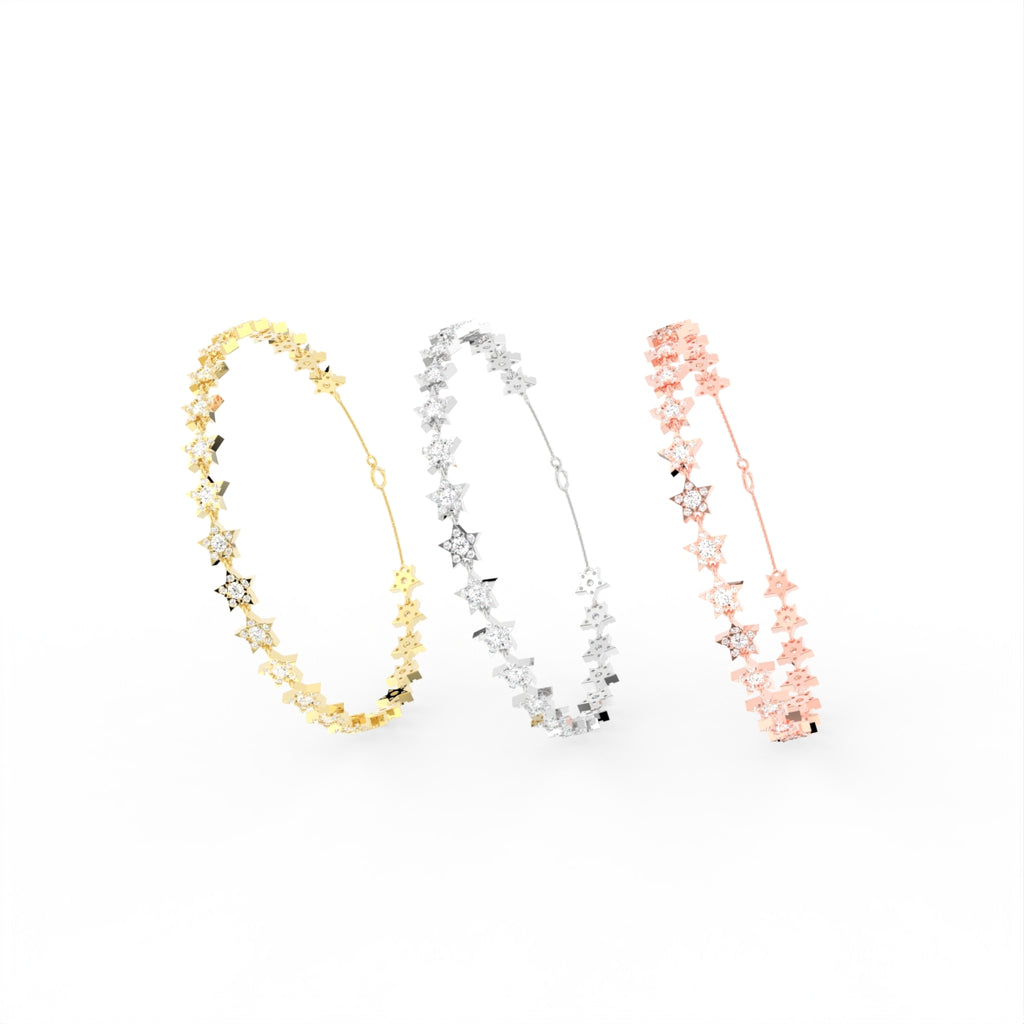 vimg:FJ7084|vimg:FJ7083|18K Yellow Gold Star Round Diamond Bracelet — 3 COLOR