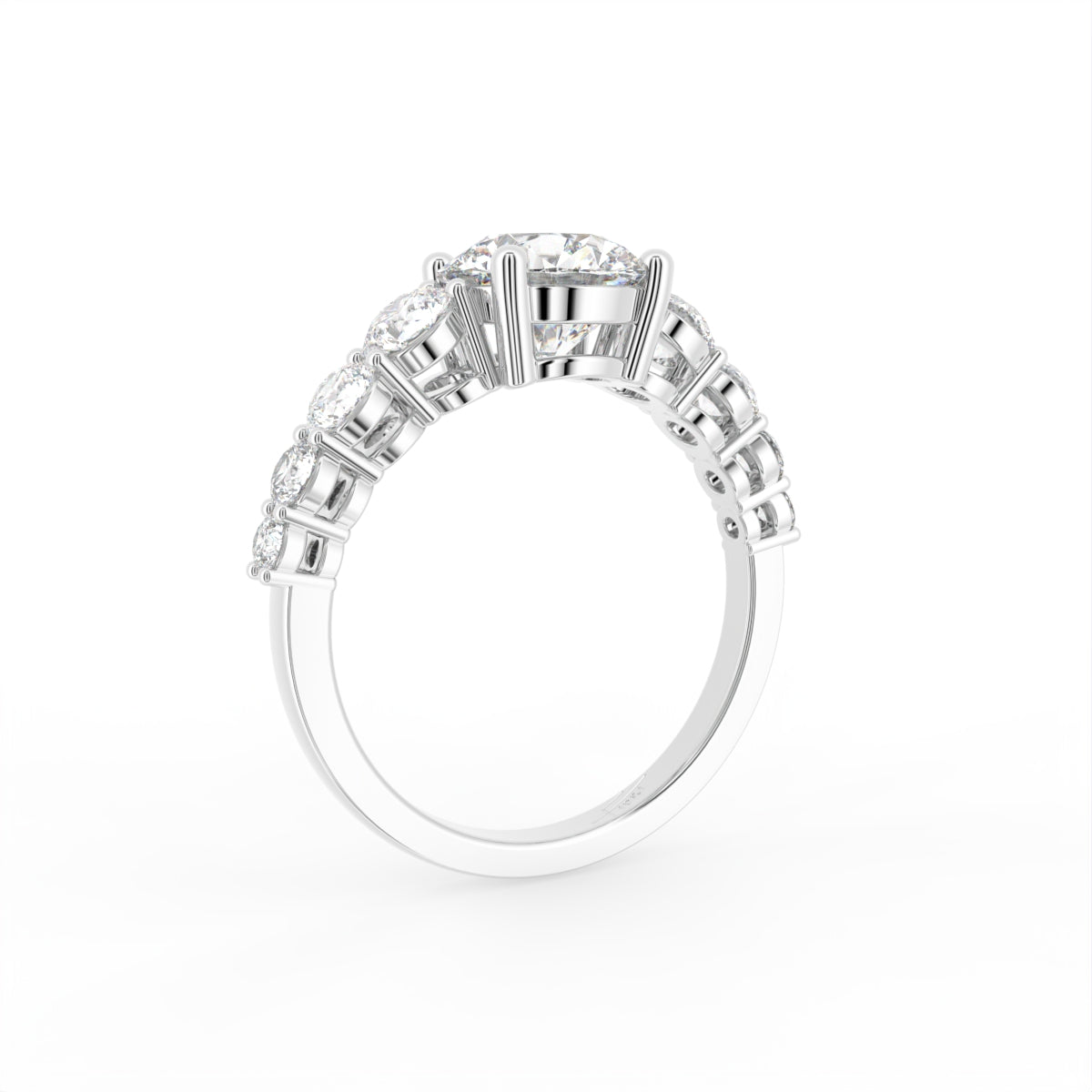 18K Bespoke Solitaire Diamond Engagement Ring — 3D VIEW