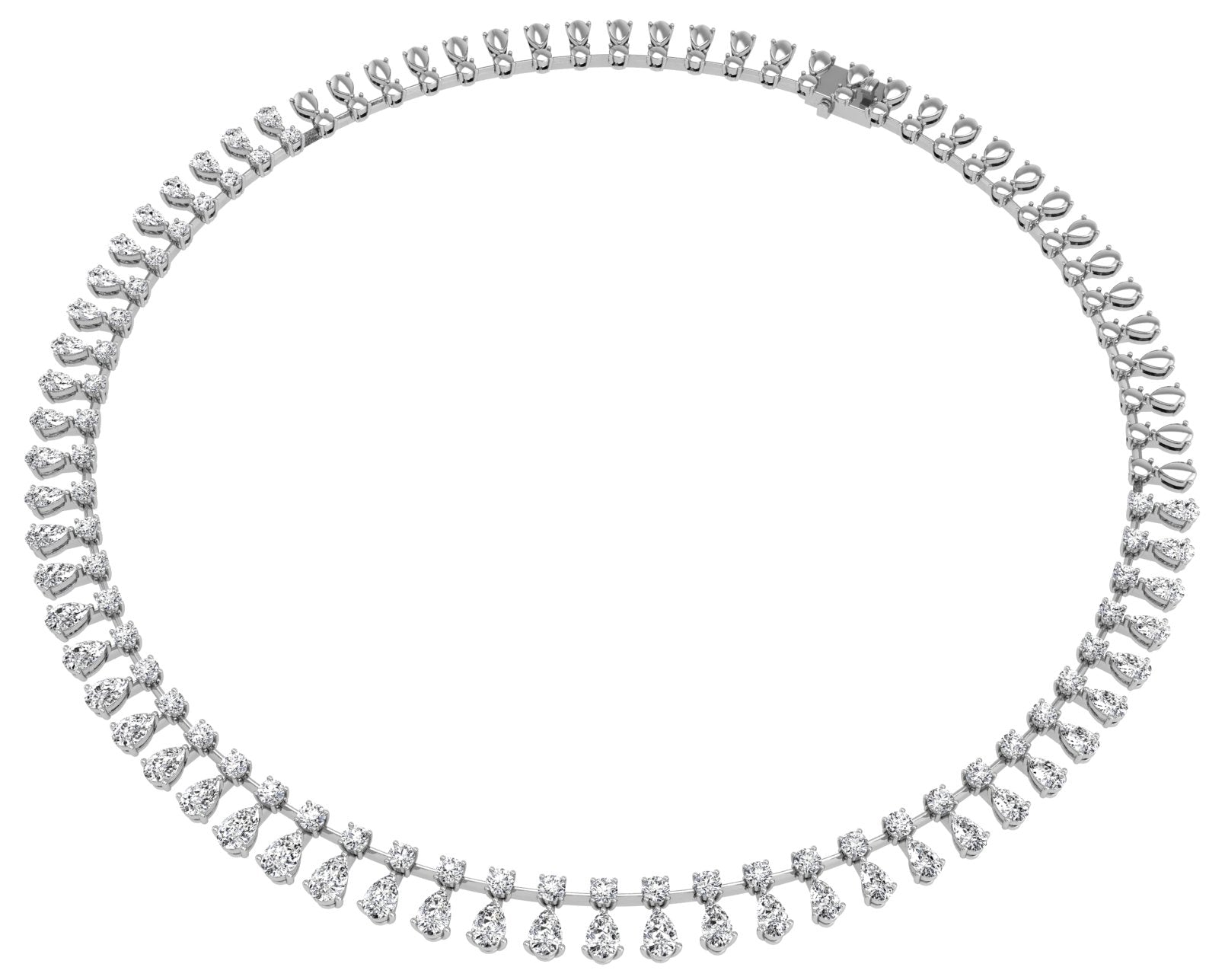 18K Layered Diamond V Collar Necklace — 3D VIEW