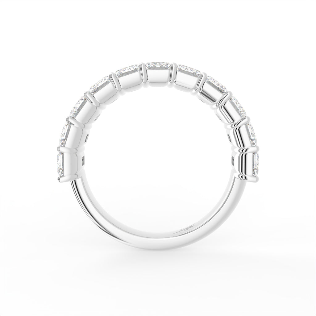 vimg:FJ4651|vimg:FJ4652|14K White Gold Half Eternity Emerald Diamond Ring — FRONT
