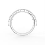 vimg:FJ4651|vimg:FJ4652|14K White Gold Half Eternity Emerald Diamond Ring — FRONT