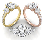 18K Trilogy Oval Diamond Ring — 3 COLOR