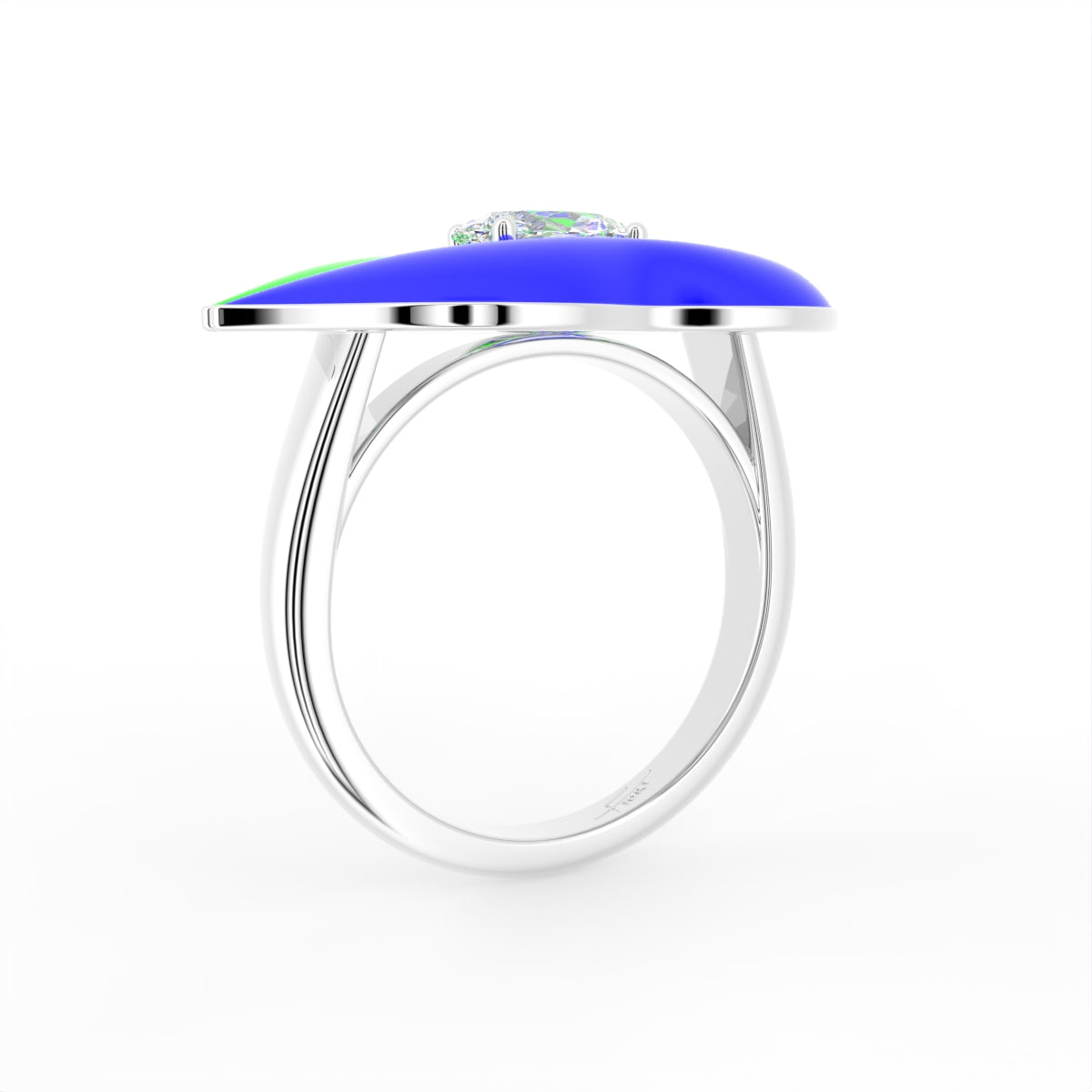 18K Bespoke Oval Diamond Ring — 3D VIEW