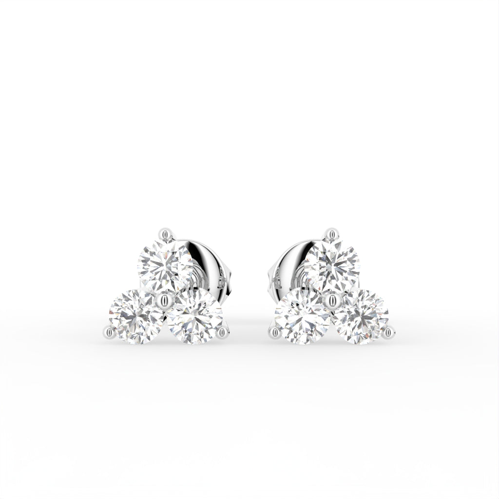 18K Cluster Round Diamond Earrings — TOP