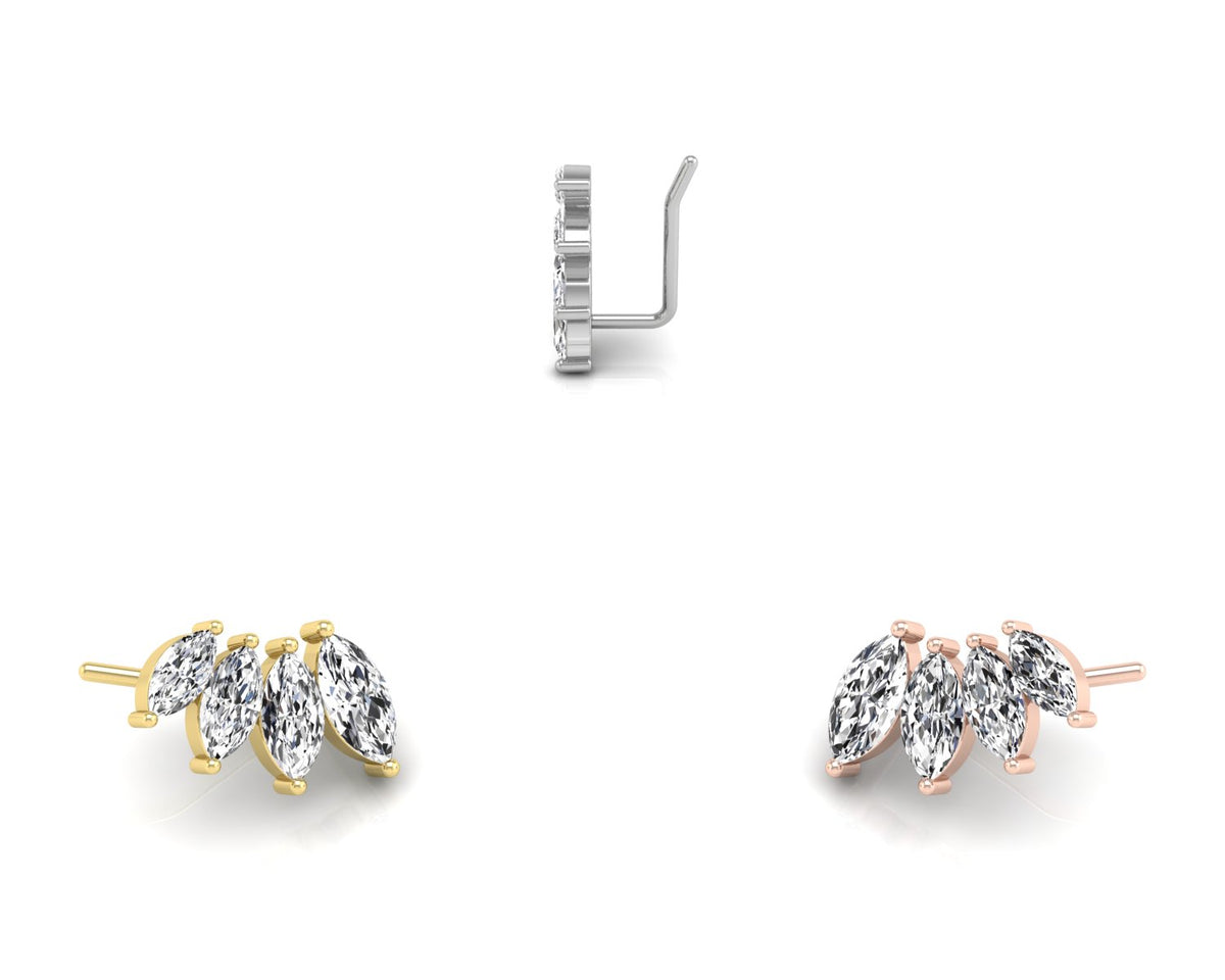 14K Yellow Gold Halo Bespoke Diamond Earrings — 3 COLOR