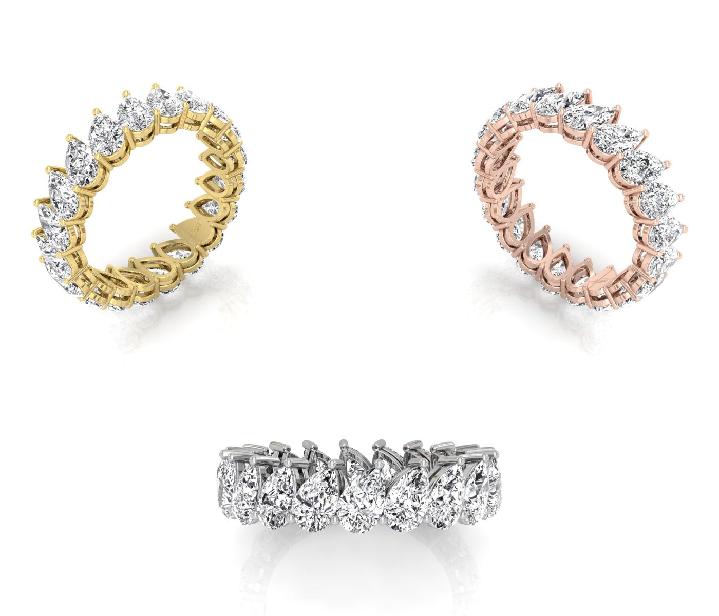 vimg:FJ3287|vimg:FJ3860|vimg:FJ3861|vimg:FJ3911|vimg:FJ3912|14K White Gold Full Eternity Pear Diamond Ring — 3 COLOR