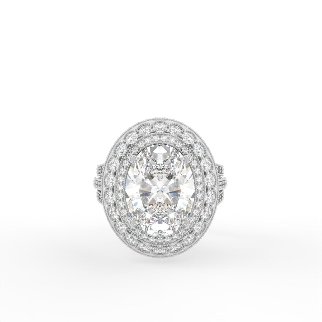 Sterling Silver Oval Diamond Ring — TOP