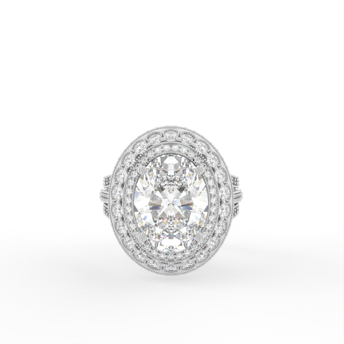 Sterling Silver Oval Diamond Ring — TOP