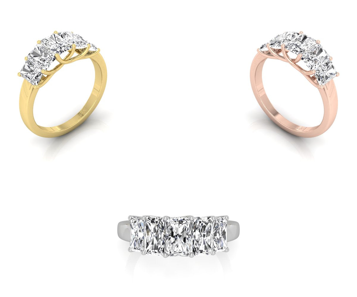 14K Yellow Gold Bespoke Radiant Diamond Ring — 3 COLOR