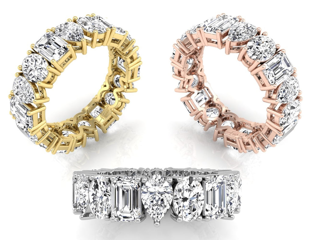 18K Full Eternity Emerald Cut Diamond Ring — 3 COLOR