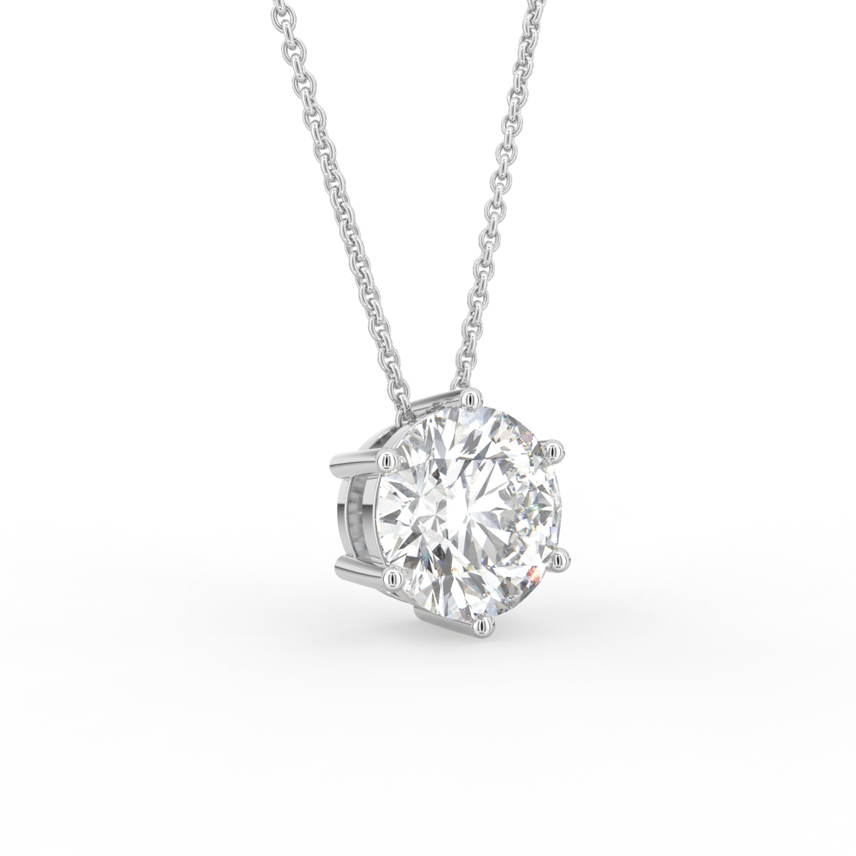 18K Round Solitaire Diamond Pendant — 3D VIEW