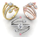 18K White Gold Round Diamond Ring — 3 COLOR